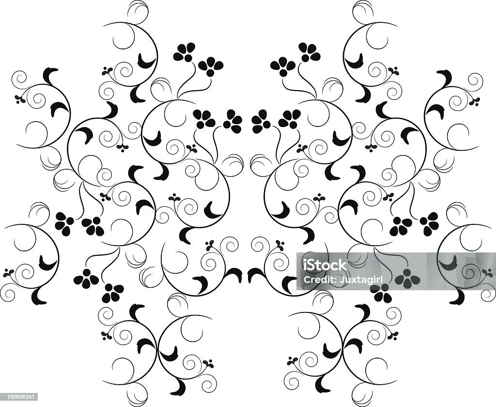 Swirly kwiatów wzór - Grafika wektorowa royalty-free (Bez ludzi)
