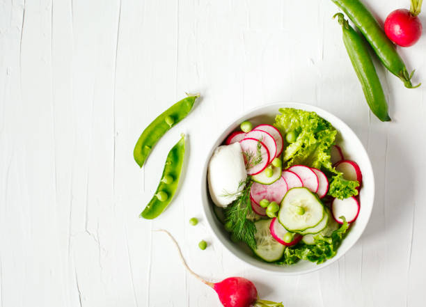 istock Spring vegetable salad with radish, cucumber and green peas 1159099037