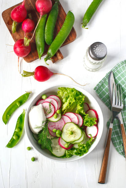 istock Spring vegetable salad with radish, cucumber and green peas 1159099065
