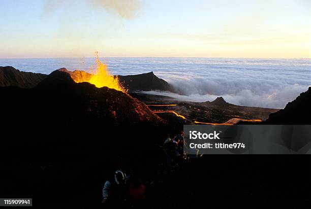 Eruption 6 Stock Photo - Download Image Now - Réunion - French Overseas Territory, Butte - Rocky Outcrop, Erupting