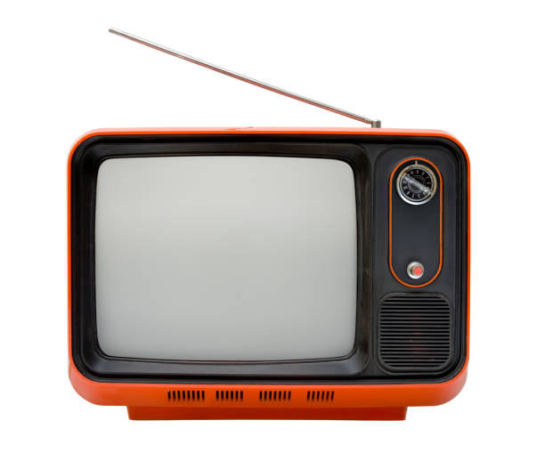 istock Front of an old orange TV 115910012