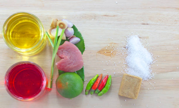 istock Red meat and flavoring on wood boards 1159101917