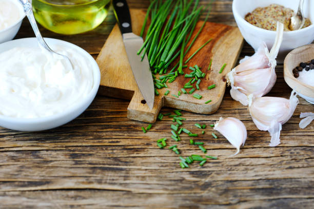 istock Ingredients for Making Sour cream Dijon Dressings 1159107903