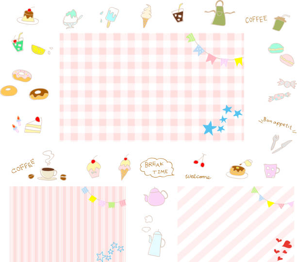 ilustrações de stock, clip art, desenhos animados e ícones de background of sweets and desserts icons for party - japanese maple