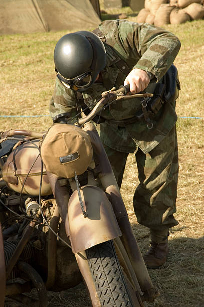istock WWII Military Motorbike & Man 115911374