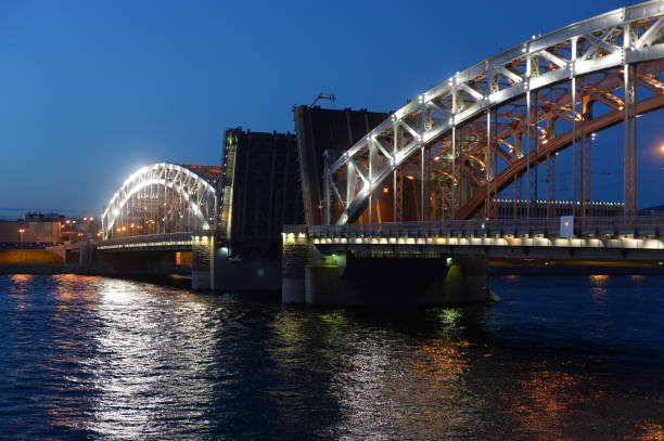 istock Bolsheokhtinsky bridge at night. 1159114295