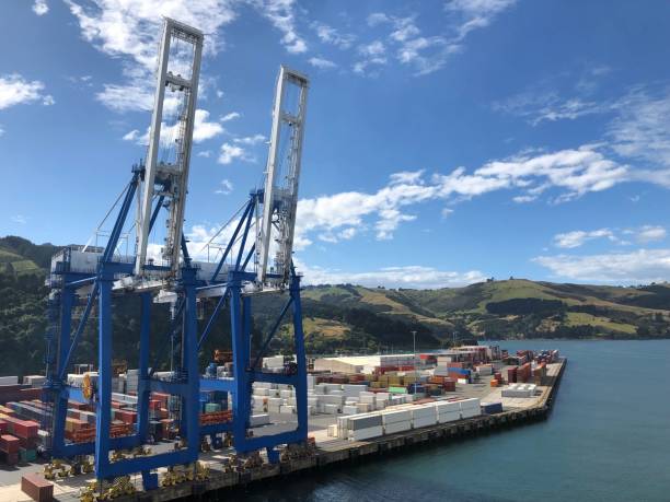 istock Shipping containers against a blue sky 1159116192