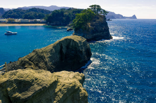 The coast of Nishi-Izu in Japan. Blue landscape stock photo