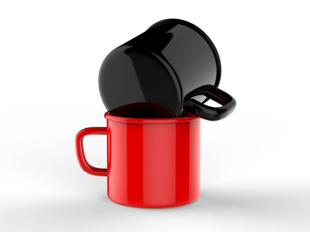 istock Blank enamel tin cup for branding or mock up. 3d render illustration. 1159123904