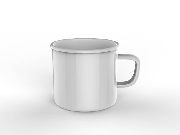 istock Blank enamel tin cup for branding or mock up. 3d render illustration. 1159124559