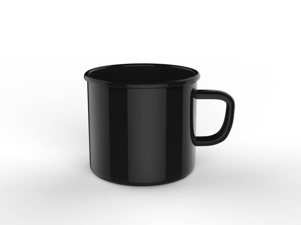 istock Blank enamel tin cup for branding or mock up. 3d render illustration. 1159124635