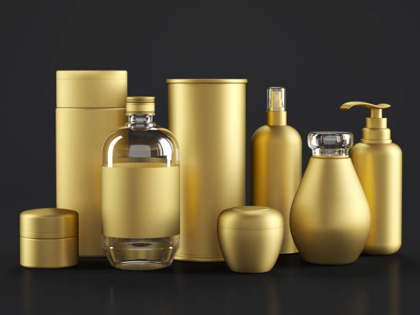 istock Cosmetics golden bottle mockup 1159130995