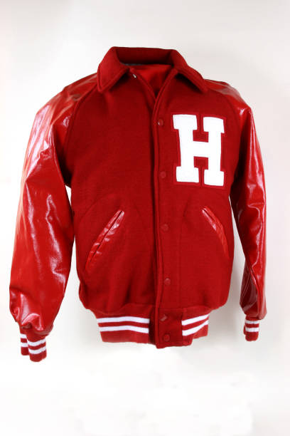 istock High school student's red letterman's jacket. 