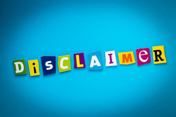 istock Single word - disclaimer from cut colorful letters on blue background. A word writing text on banner, card. Inscription, message on poster. Headline, font. 1159134117