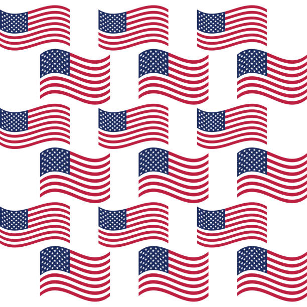 Abstract seamless background with USA flag with fireworks pattern, part 6 vector art illustration