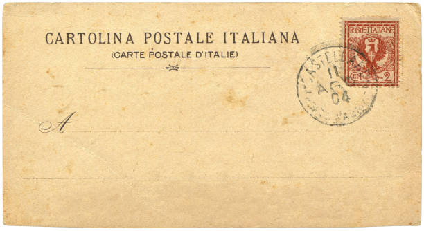 Vintage postcard sent from Castellare, Italy in early 1900s, a very good background for any usage of the historic postcard communications. stock photo
