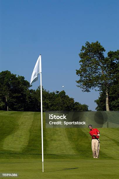 Golfista Chipping Para Verde - Fotografias de stock e mais imagens de Campo de Golfe - Campo de Golfe, Golfe, Golfista