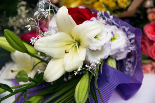 Delicate White Lily Bridal Bouquet