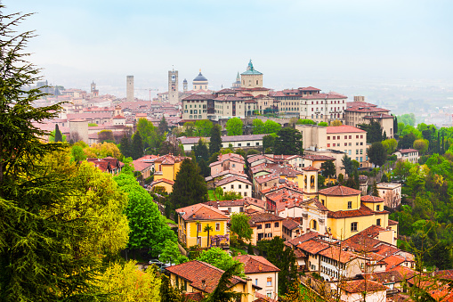 Bergamo upper town aerial view