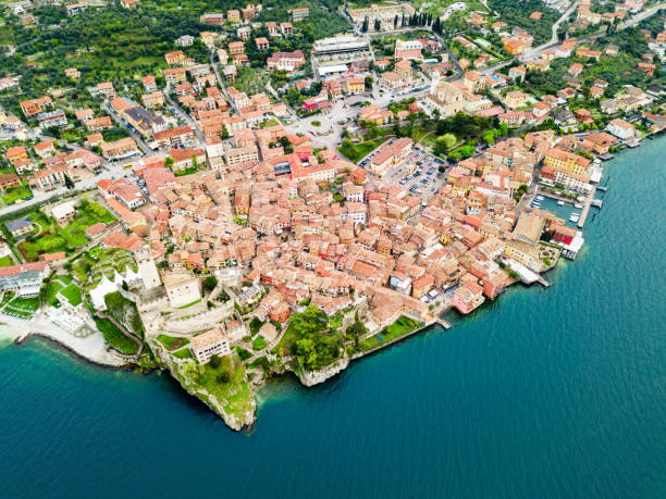 Malcesine aerial panoramic view, Italy