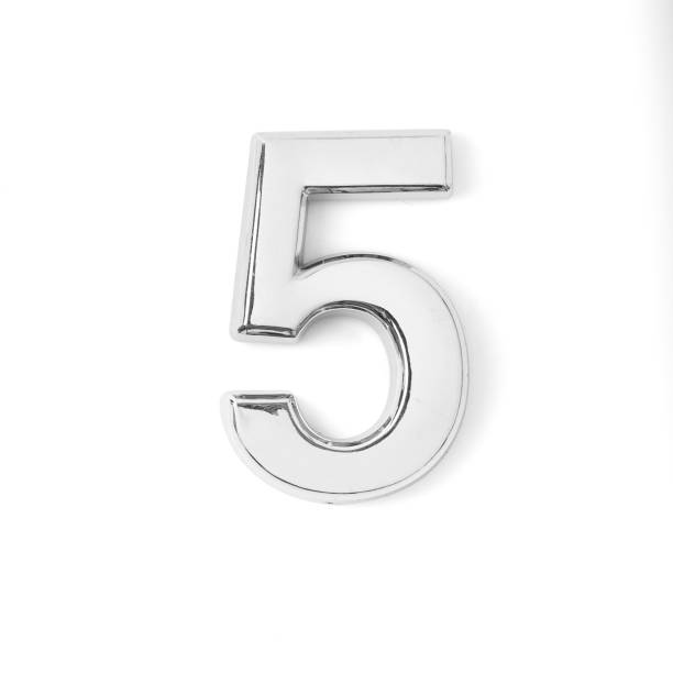 istock silver metal number five on white background 1159152356