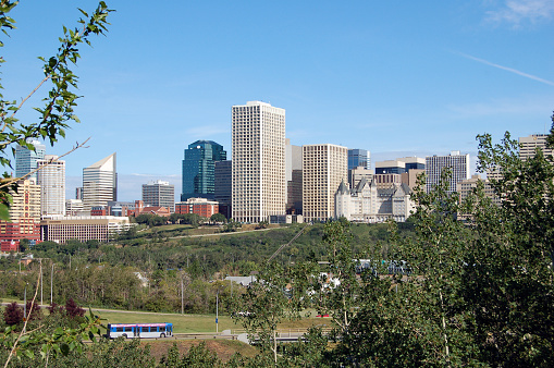 Edmonton Skyline, Valley, & City Bus taken in Summer