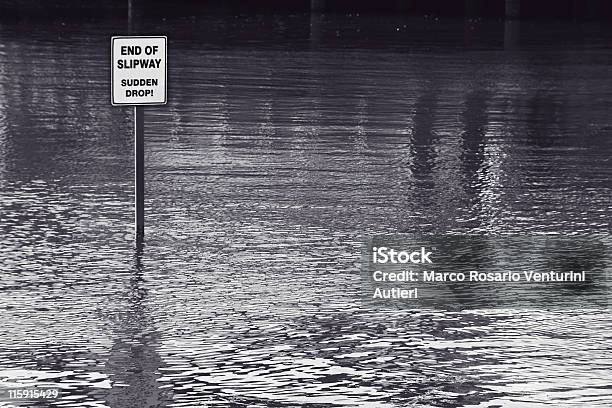 End Of Slipway Sudden Drop Flooded Area Stock Photo - Download Image Now - Bizarre, Black And White, Color Image