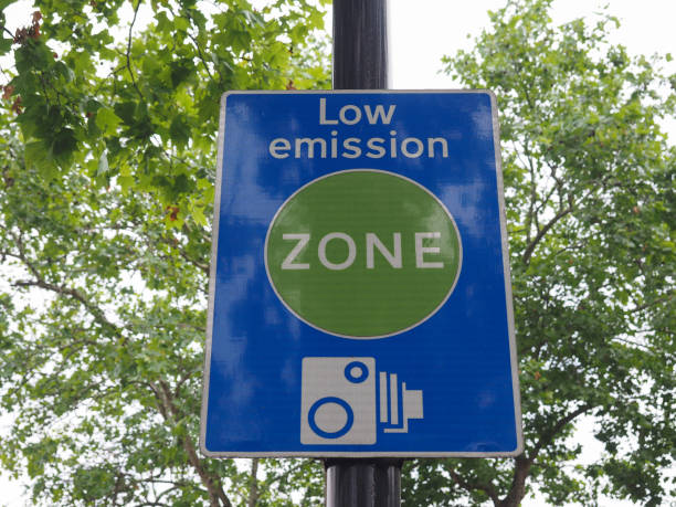 istock Low emission zone sign in London 1159158219