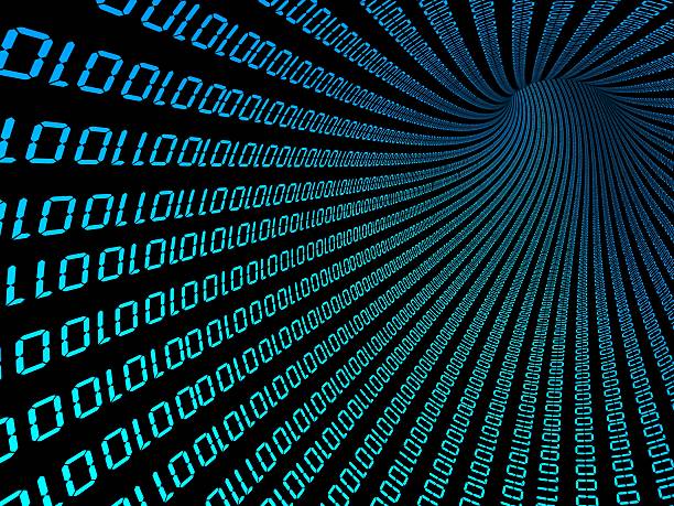 istock Tube of blue digital binary numbers 115915844