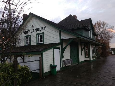 Fort Langley Railway Station , a municipal heritage  operated by Langley Heritage Society, now a popular destination for weddings etc. Langley City, British Columbia, 1 December 2018