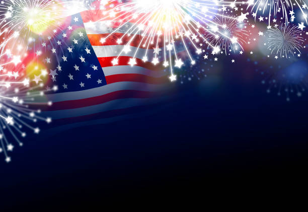 USA 4th of july independence day design of american flag with fireworks USA 4th of july independence day design of american flag with fireworks circa 4th century stock pictures, royalty-free photos & images