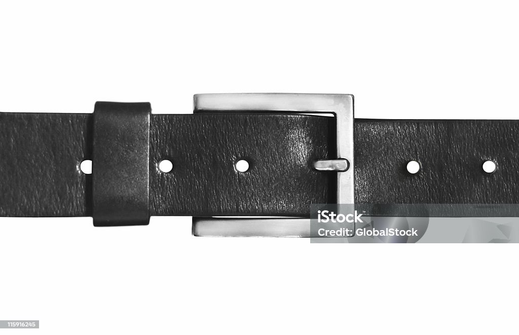 Ledergürtel, schwarz, isoliert mit Clipping Path - Lizenzfrei Accessoires Stock-Foto