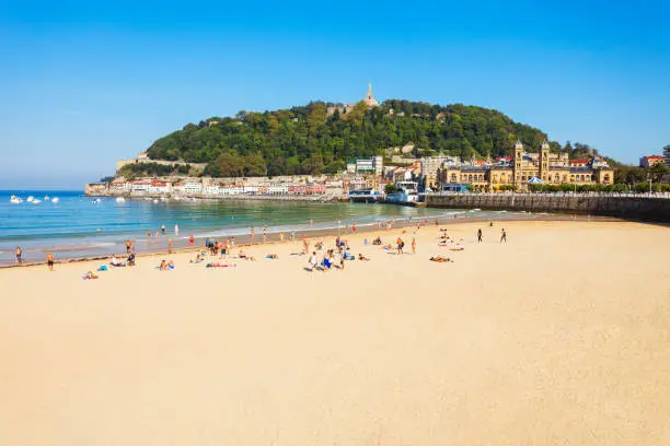 San Sebastian city beach in the Donostia San Sebastian city, Basque Country in northern Spain