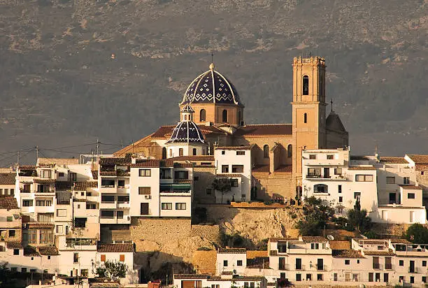 Townscape of the  old town  of Altea with church and houses. Altea is a town in the province of Alicante , located not far from Benidorm,on the Costa Blanca,Spain.