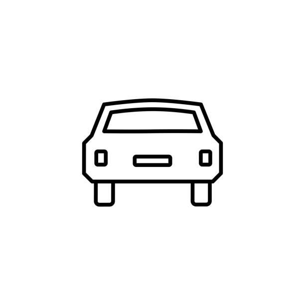 значок линии автомобиля в плоском векторе типа для apps, ui, вебсайтов. иллюстрация вектора черной иконки - van mechanic mini van repairman stock illustrations