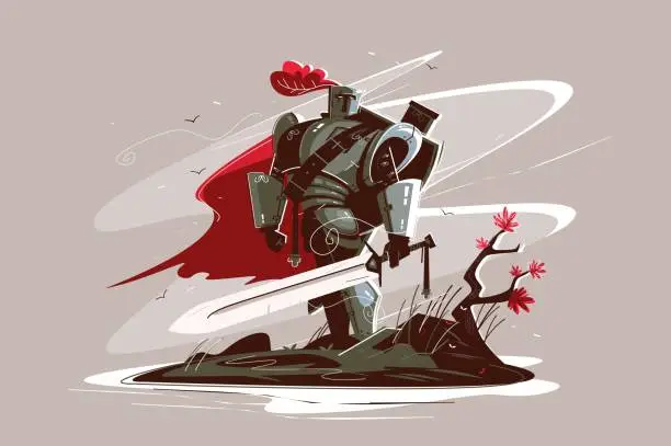 Vector illustration of Medieval strong knight