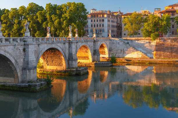 istock Saint Angel bridge at sunrise, Rome, Italy. 1159180598