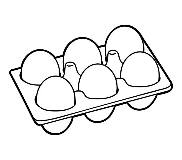 Vector illustration of Coloring book, Six chicken eggs