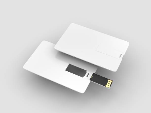 istock Blank black plastic wafer usb card mock up, 3d render illustration. 1159180919