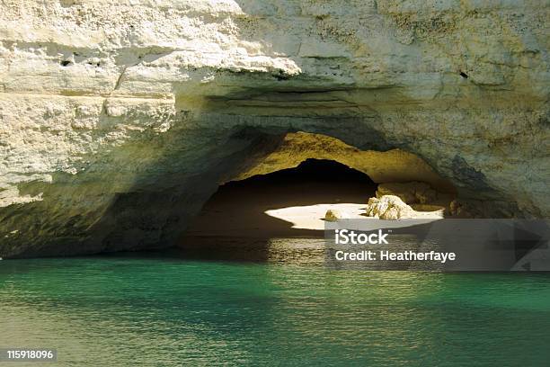 Light Shining Into Cliff Cave Carvoeiro Portugal Stock Photo - Download Image Now - Beauty, Beauty In Nature, Carvoeiro