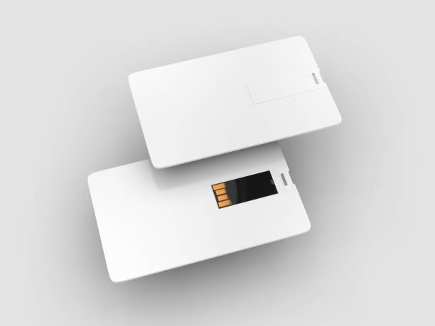 istock Blank black plastic wafer usb card mock up, 3d render illustration. 1159181001