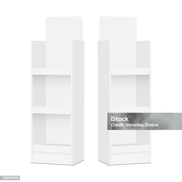 Two Blank Pos Display Stands - Arte vetorial de stock e mais imagens de Vitrina - Vitrina, Mostrar, Ponto de venda