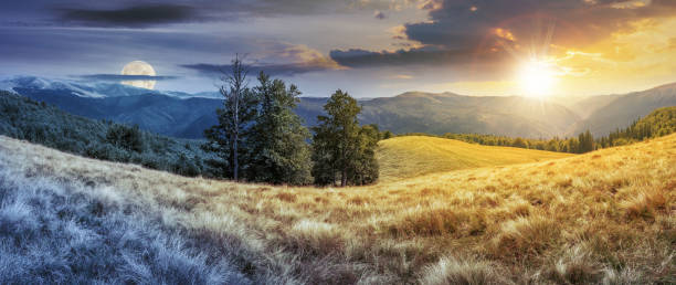 istock time change above panorama of mountain landscape 1159181150