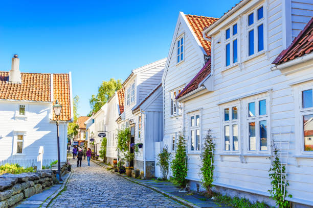 el casco antiguo, stavanger, noruega - famous place nordic countries nature outdoors fotografías e imágenes de stock