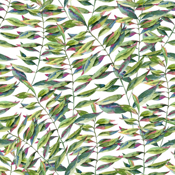 istock Watercolor seamless pattern with green exotic leaves. Natural tropical endless texture 1159183715