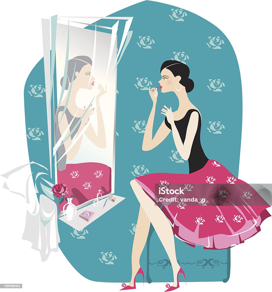 Femme faire maquillage - clipart vectoriel de A la mode libre de droits