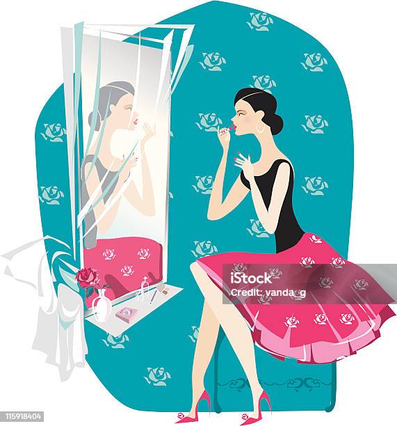 Lady Facendo Trucco - Immagini vettoriali stock e altre immagini di Adulto - Adulto, Alla moda, Bambino