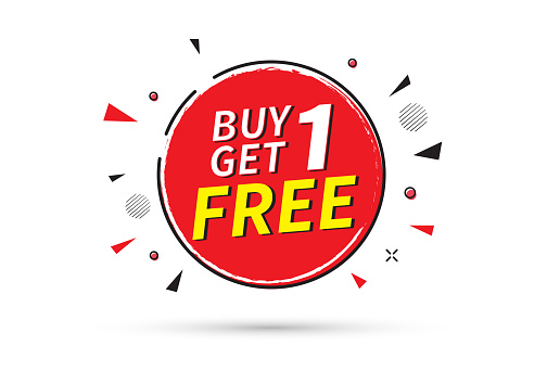 Buy one get one free banner. Sale banner template. Vector illustration
