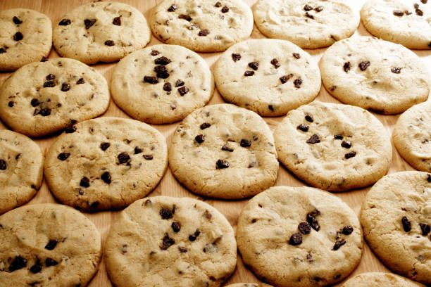 Chocolate chip Cookies on a wire cooling rack. A baking project in our home. This is during an executive order directing Oregonians to stay home to the maximum extent possible due to COVID-19 outbreak. Lots of time for cooking.