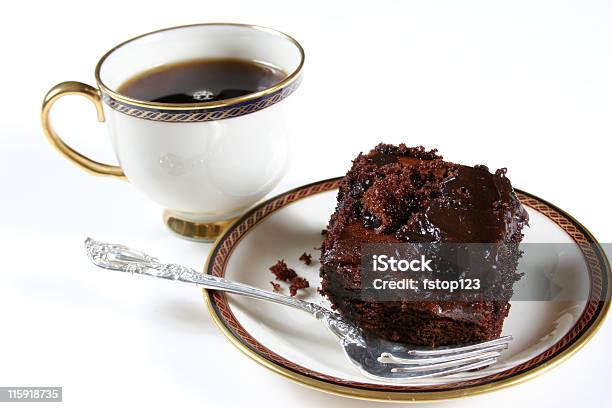 Cake And Coffee Stock Photo - Download Image Now - Black Color, Caffeine, Cake